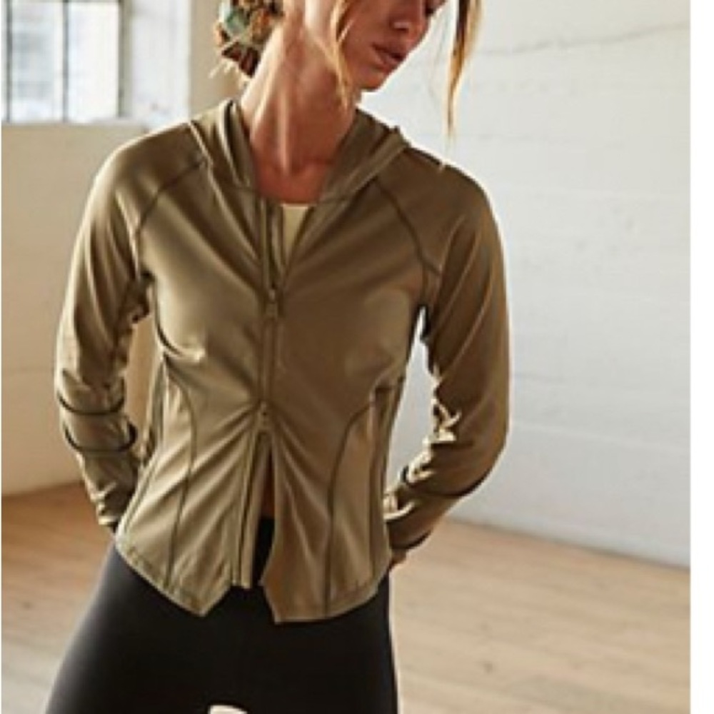 FP Movement Free People Playin’ For Keeps Layer Zip Up Hoodie Dried Thyme Color